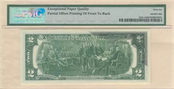 Paper Money Error - $2 Partial Dark Offset - Paper Money Errors