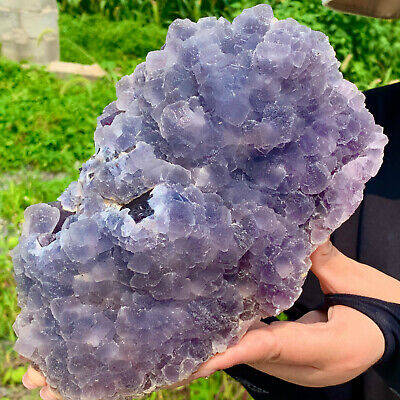6.81LB Rare Transparent purple Cube Fluorite Mineral Crystal Specimen/Chin