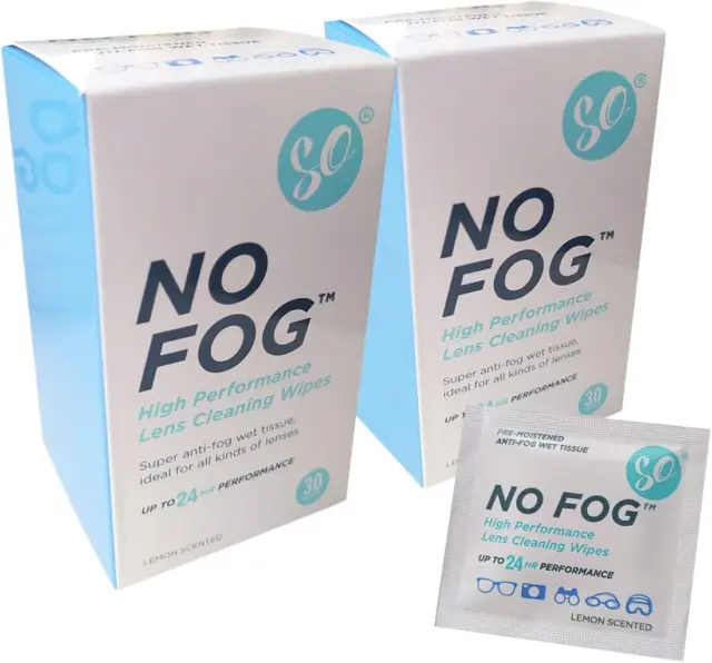 SO NO Fog Anti-Fog Wipes, Steamed Up Glasses, Glasses Cleaning, Fog Wipes, Lens