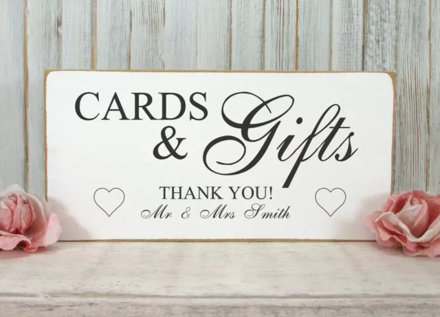 Wedding Personalised Cards & Gifts Sign Vintage Shabby & Chic White 02