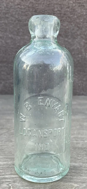 W. B. ENYART LOGANSPORT, IND. Indiana Hutchinson Soda Bottle