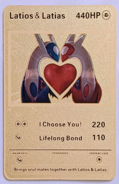 Pokemon Gold Metal Card Latios & Latias Rare I Choose You Collectable Cards