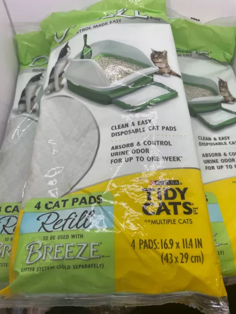 3 Purina Tidy Cats CAT PADS (12) BREEZE LITTER SYSTEM Refill Pack ODOR CONTROL 2