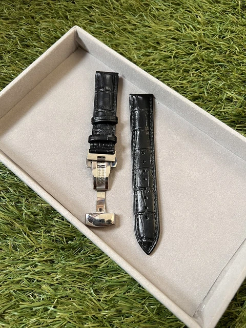 Bracelet De Montre En Cuir Nubuck Noir/marron - Largeur 20 Mm - Boucle Déployante - Neuf Sans étiquette