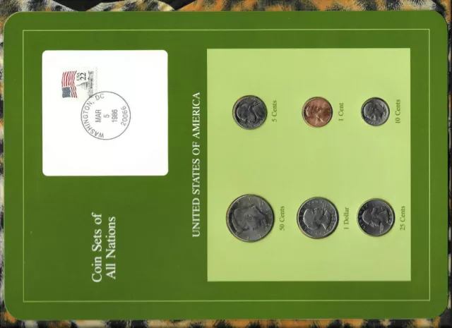 Coin Sets of All Nations United States All 1985 UNC but 1 dollar 1980 w/card