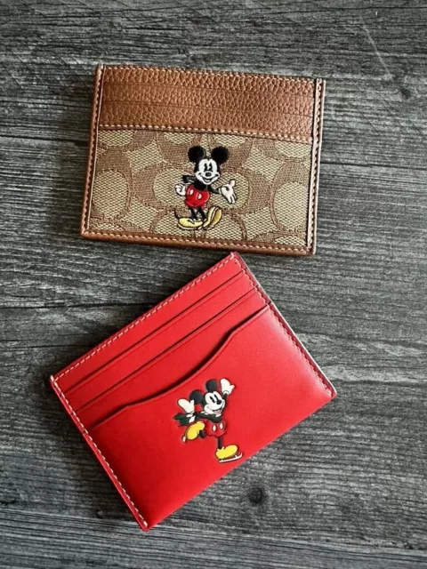 NWT Disney X Coach Slim Id Card Case With Mickey Mouse