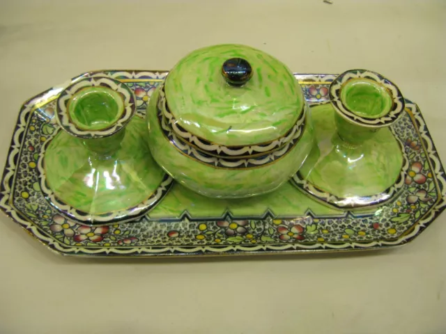 Vintage Newhall Hanley England Pottery Boumier Ware Dressing Table Set UK #PO84