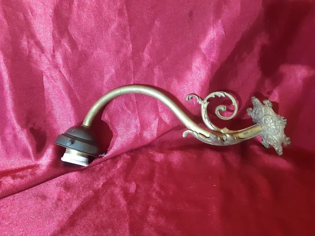 Support applique art nouveau col de cygne en bronze et cuivre pour tulipe 1900