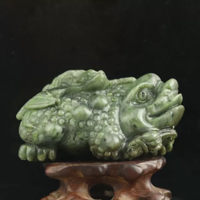 China natural hetian green jade hand-carved statue dragon jinchan pendant d12