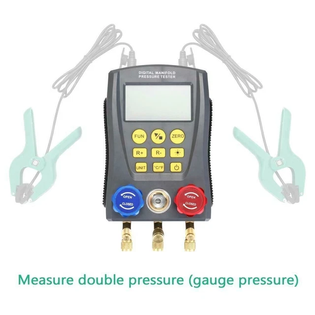 Digital Gauge Manifold HVAC Refrigeration Leak Vacuum Pressure Temp Tester Tools