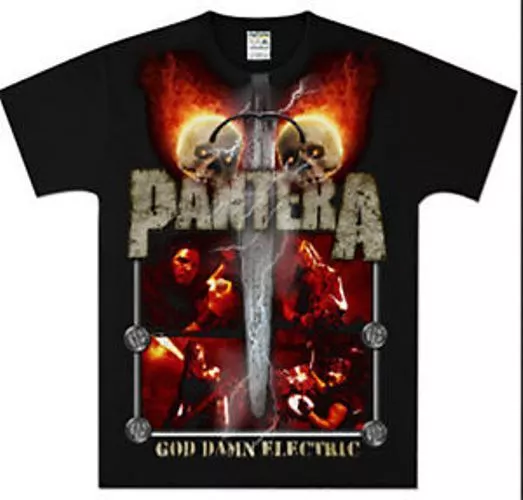 New: Licensed PANTERA God Damn Electric Vintage Concert T-Shirt (Black)
