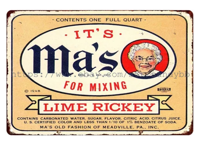 metal retro home decor wall art 1948 MAs LIME RICKEY Meadville PA metal tin sign 2