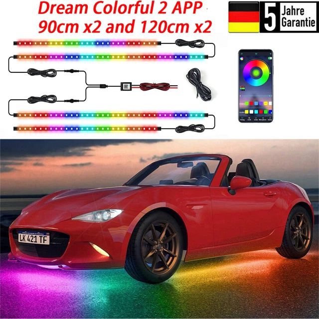 4x illuminazione sottoscocca auto LED RGB neon underglow atmosfera barra luminosa app