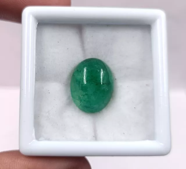 Cabochon Green Emerald Certified 13.35 Ct Colombian Oval Cut Superb Gemstone ASV