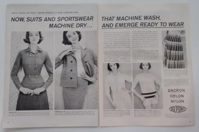 Du Pont Nylon Print Ad Original Rare Vtg 1950s Dacron Orlon Polyester Fashion