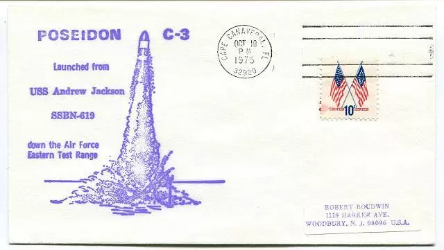1975 POSEIDON C-3 Submarine Launch from ETR USS Andrew Jackson - Cape Canaveral