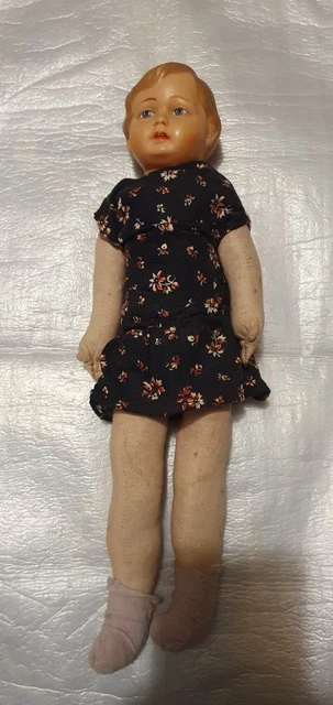 Ancienne poupée alsacienne, tête papier mâché corps en chiffon,af1604