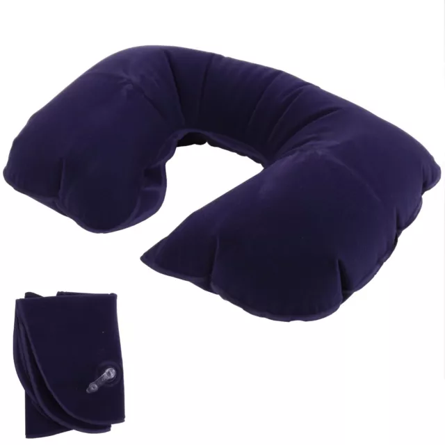 FLOCK COVERED BLOW UP NECK CUSHION Pillow Flocked Soft Support Headrest Office