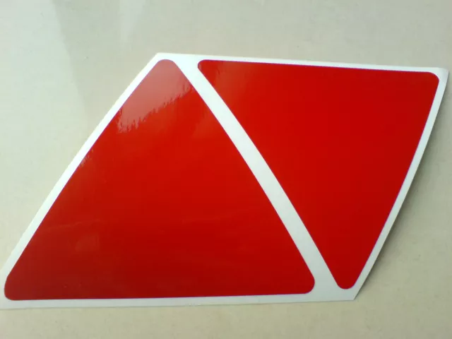 REFLECTIVE TRIANGLES Motorbike Caravan Motorhome Trailer Stickers 2 off 95mm