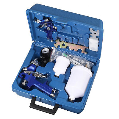 2HVLP Air Spray Gun Kit Auto Paint Car Primer Detail Basecoat Clearcoat w/ Case