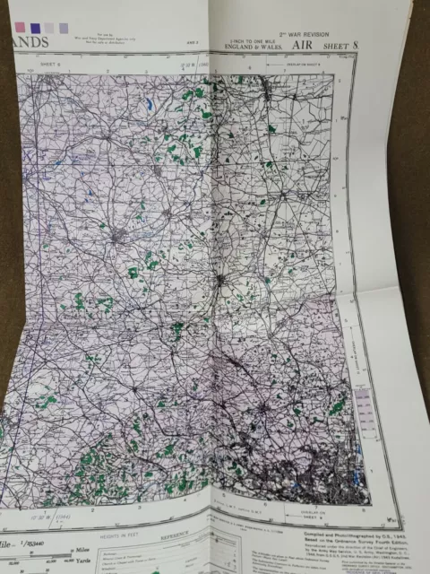 WWII Map of England & Wales 2nd Revision Sheet 8 Dated 1943