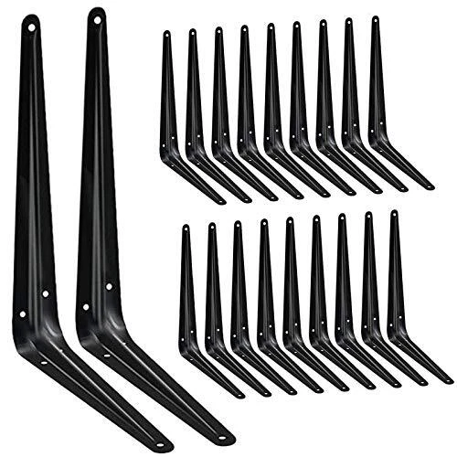 20 Pack 12 Inch Shelf Brackets Heavy Duty Black Iron Metal Floating Shelves Brac