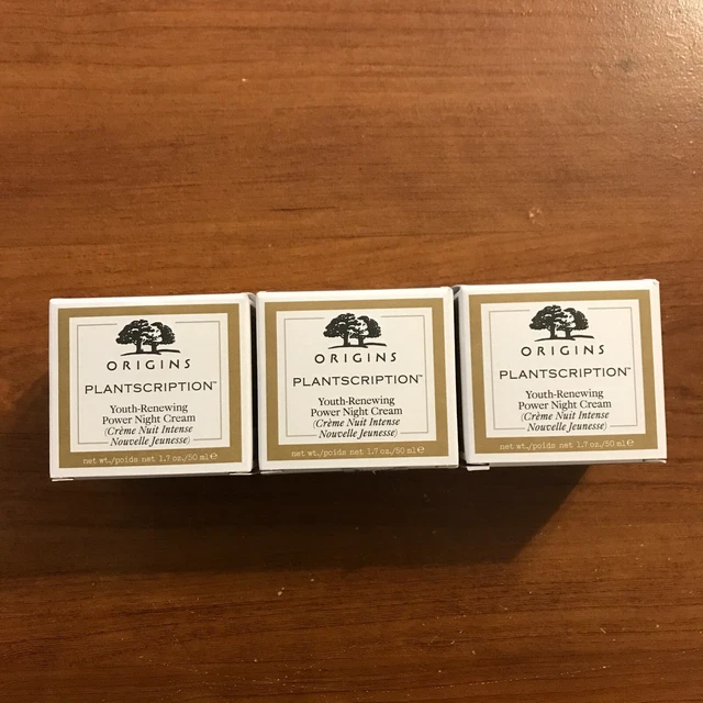 (3) Origins Plantscription Youth Renoving Power crema de noche 1,7 oz/50 ml, nueva