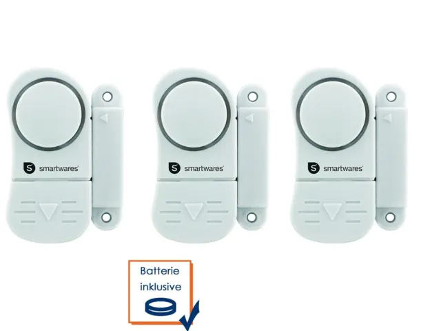 Paquete de 3 Alarma de rotura de vidrio para ventanas y puertas Mini Sistema de alarma Detector de alarma