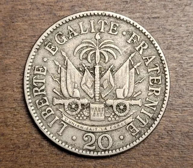1907 Haiti 20 Centimes Cents Coin - XF/AU Republique D'Haiti - #119 2