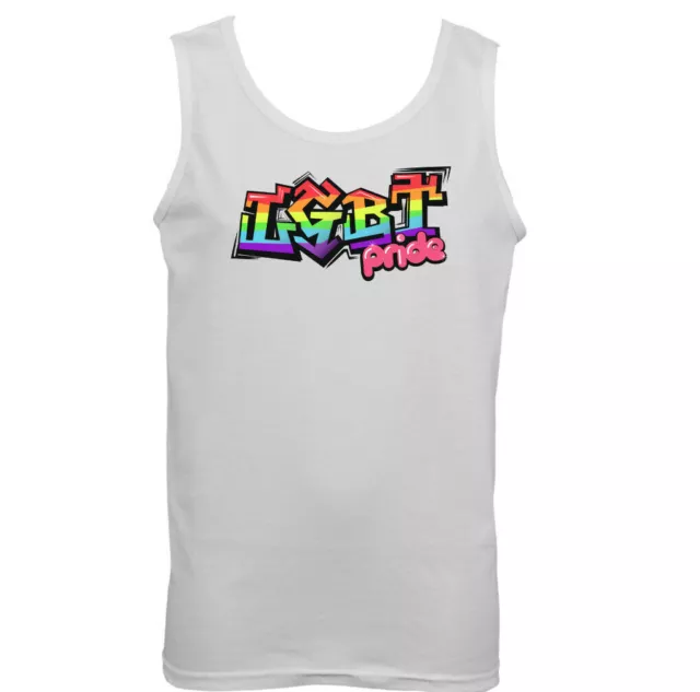 LGBT Graffiti Mens Gay Vest Pride Rainbow Colours Top Tee Outfit Clothing