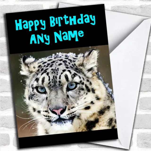 Stunning Snow Leopard Personalised Birthday Card