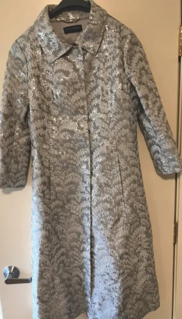 Dolce Gabbana Silver Patterned Coat & Matching Dress Vintage NWT