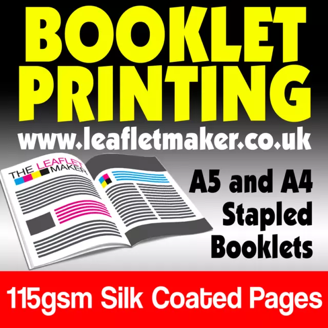 Booklet Printing - Full Colour Stapled A5 A4 - 115gsm Silk Coated Pages