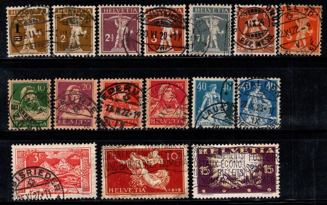Suisse 1909-1919 Oblitéré 80% Tell, paysage, Paix