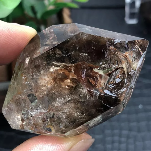 Rare Natural hyaline Red Phantom Ghost include yellow mud Quartz Skyligh Crystal