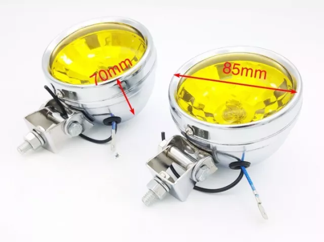 2X Motorcycle Halogen Spot Fog Lights Lamps Come With Bulbs & Bracket Yellow