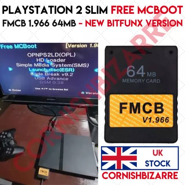 Ps2 Slim Compatible Free Mcboot Fmcb 1.966 64Mb Bitfunx Memory Card - New Versin