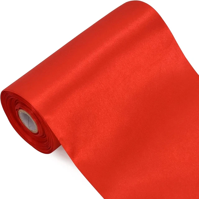Toniful 6 Zoll x 22 Yd breites rotes Satinband massiver Stoff großes Band für Grand