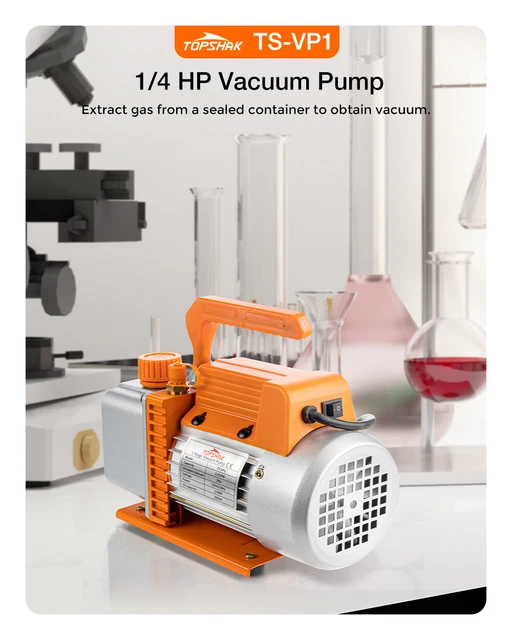 Topshak 3CFM 1/4 HP 220ML Air Vacuum Pump HVAC Refrigeration Air Conditioner