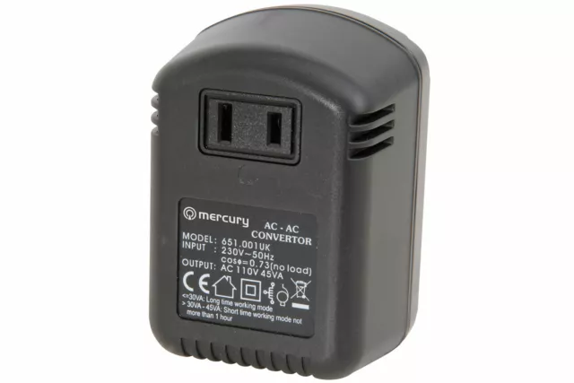 Mercury Step-down Voltage Converter 230V - 110V (45W) US USA to UK