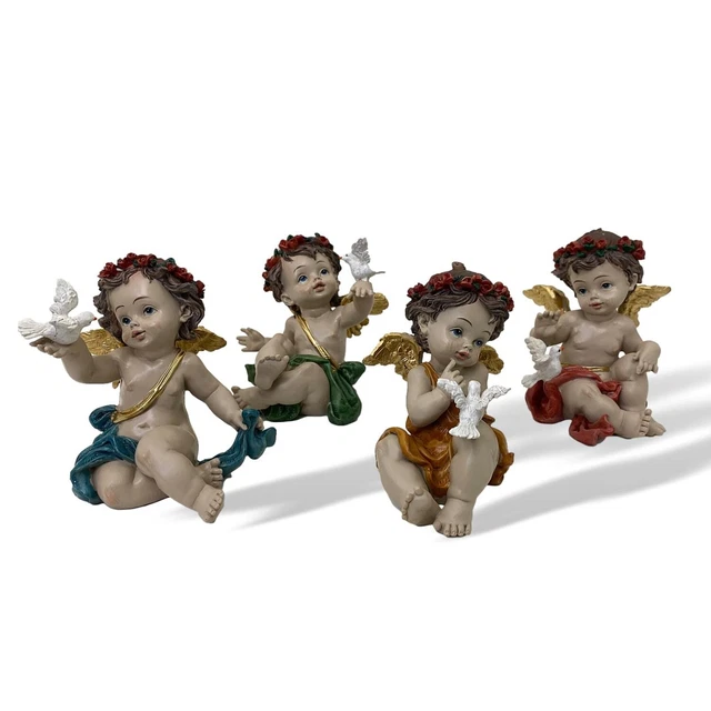 Lot de 4 anges paix ange gardien paix colombe mariage 11cm style antique