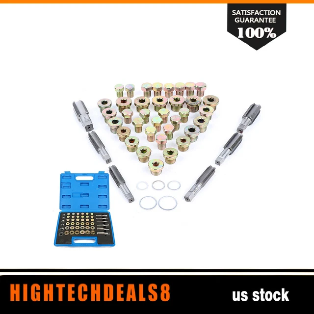 114PC Oil Pan Drain Sump Plug Key Thread Repair Tool Kit Set Drain Plug w/ Case