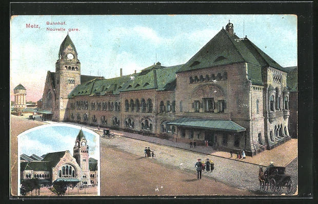 CPA Metz, Nouvelle gare 1909