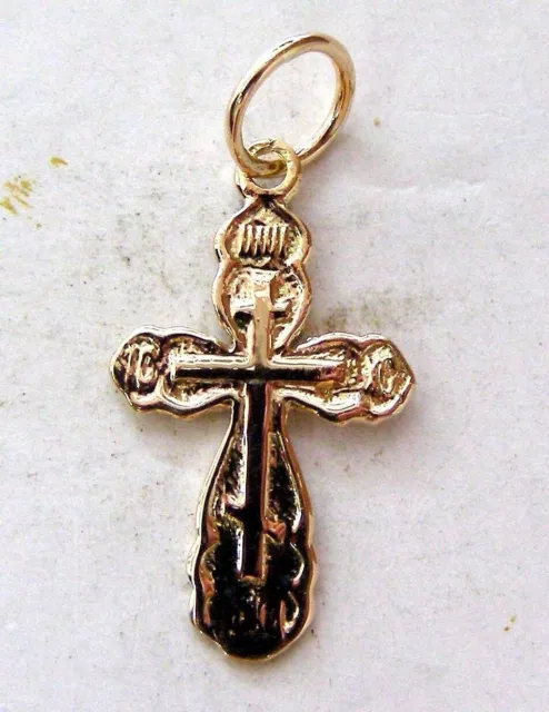 Orthodoxes slawisches Kreuz Anhanger Rotgold 585 massiv # a84b