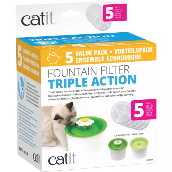 Catit 2.0 Senses Flower Water Fountain Softening Filter 5 Pack