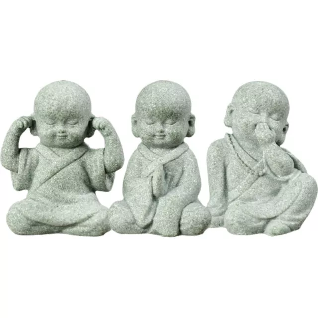 3 pièces petite Statue de bouddha Style Zen moine Statue mignon moine Figurine