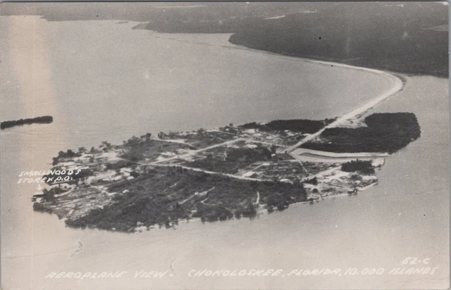RPPC Postcard Airplane View Chokoloskee Florida 10,000 Islands FL