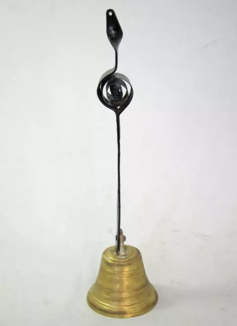 FINE ANTIQUE BRASS FRONT DOOR / SERVANT BELL ON SPRING 1850 butler shop m