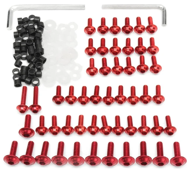 Kit 158Pz Fissaggio Bulloni Carenatura M5 M6 Viti Vite Rosso Universale Per Moto