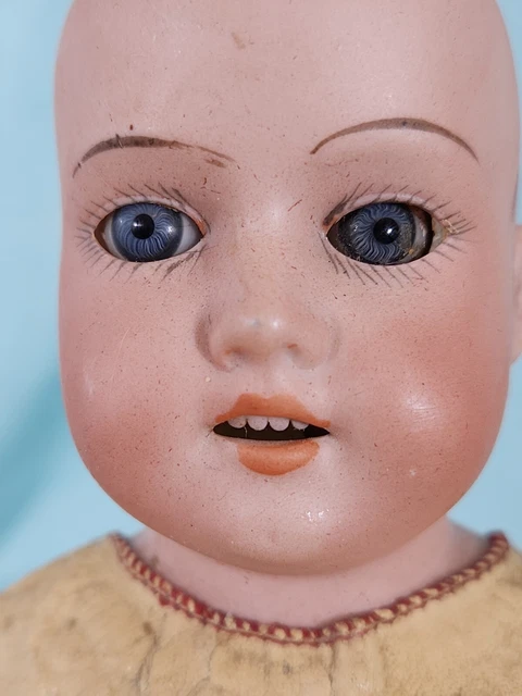Antique German Bisque Doll AM 370 6/0 DP Armand Marseille 14" Leather  Body